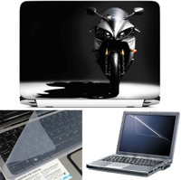 FineArts Black Bike 3 in 1 Laptop Skin Pack With Screen Guard & Key Protector Combo Set(Multicolor) RS.299.00