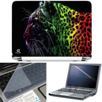 FineArts Coloured Leopard 3 in 1 Laptop Skin Pack With Screen Guard & Key Protector Combo Set(Multicolor)   Laptop Accessories  (FineArts)