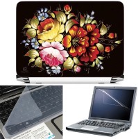 FineArts Flowers 3 in 1 Laptop Skin Pack With Screen Guard & Key Protector Combo Set(Multicolor)   Laptop Accessories  (FineArts)