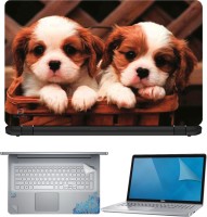 FineArts Two Puppy in Bucket 4 in 1 Laptop Skin Pack with Screen Guard, Key Protector and Palmrest Skin Combo Set(Multicolor)   Laptop Accessories  (FineArts)