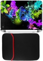 View FineArts Colourful Flower Art Laptop Skin with Reversible Laptop Sleeve Combo Set(Multicolor) Laptop Accessories Price Online(FineArts)