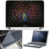 FineArts Peacock Dance 3 in 1 Laptop Skin Pack With Screen Guard & Key Protector Combo Set(Multicolor)   Laptop Accessories  (FineArts)
