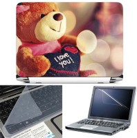 FineArts Lovable Teddy Bear 3 in 1 Laptop Skin Pack With Screen Guard & Key Protector Combo Set(Multicolor)   Laptop Accessories  (FineArts)