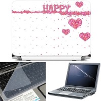 FineArts Happy Heart 3 in 1 Laptop Skin Pack With Screen Guard & Key Protector Combo Set(Multicolor)   Laptop Accessories  (FineArts)