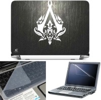 FineArts Assasin Logo on Leather Texture 3 in 1 Laptop Skin Pack With Screen Guard & Key Protector Combo Set(Multicolor)   Laptop Accessories  (FineArts)