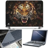 FineArts Tiger Broken Glass 3 in 1 Laptop Skin Pack With Screen Guard & Key Protector Combo Set(Multicolor)   Laptop Accessories  (FineArts)