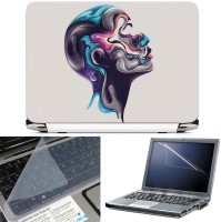 FineArts Abstract Face Grey Back 3 in 1 Laptop Skin Pack With Screen Guard & Key Protector Combo Set(Multicolor)   Laptop Accessories  (FineArts)