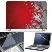 FineArts Red and Gray Abstract 3 in 1 Laptop Skin Pack With Screen Guard & Key Protector Combo Set(Multicolor)   Laptop Accessories  (FineArts)