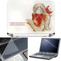 FineArts Lord Ganesha Gems 3 in 1 Laptop Skin Pack With Screen Guard & Key Protector Combo Set(Multicolor)   Laptop Accessories  (FineArts)