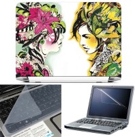 View FineArts Girls Artwork 3 in 1 Laptop Skin Pack With Screen Guard & Key Protector Combo Set(Multicolor) Laptop Accessories Price Online(FineArts)