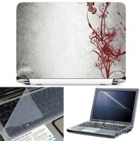 FineArts Red Abstract Floral 3 in 1 Laptop Skin Pack With Screen Guard & Key Protector Combo Set(Multicolor)   Laptop Accessories  (FineArts)