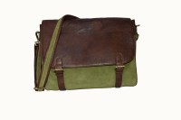 Pellezzari 12 inch Laptop Messenger Bag(Brown, Green)