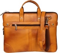 View Leatherworld 16 inch Laptop Messenger Bag(Orange) Laptop Accessories Price Online(Leatherworld)