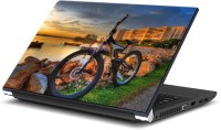 ezyPRNT Bicycle Parked at Beautiful Shore (14 to 14.9 inch) Vinyl Laptop Decal 14   Laptop Accessories  (ezyPRNT)