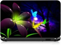 VI Collections FLOWER AND NEON BUTTERFLY pvc Laptop Decal 15.6   Laptop Accessories  (VI Collections)