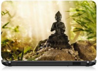 VI Collections Budha Worship on Stone PRINTED VINYL Laptop Decal 15.6   Laptop Accessories  (VI Collections)
