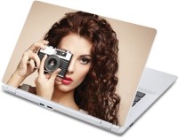 ezyPRNT Beautiful Girl wth Camera (13 to 13.9 inch) Vinyl Laptop Decal 13   Laptop Accessories  (ezyPRNT)