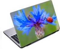ezyPRNT Lady Bird on Blue Flower Nature (14 to 14.9 inch) Vinyl Laptop Decal 14   Laptop Accessories  (ezyPRNT)