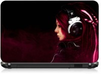 VI Collections SAD GIRL WITH HEADPHONE pvc Laptop Decal 15.6   Laptop Accessories  (VI Collections)