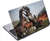 ezyPRNT Wild Horses jumping Wildlife (14 to 14.9 inch) Vinyl Laptop Decal 14   Laptop Accessories  (ezyPRNT)