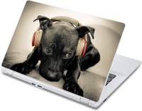 ezyPRNT Dog loves the music Pet Animal (13 to 13.9 inch) Vinyl Laptop Decal 13   Laptop Accessories  (ezyPRNT)