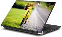 ezyPRNT Yellow Cycle on Street (14 to 14.9 inch) Vinyl Laptop Decal 14   Laptop Accessories  (ezyPRNT)