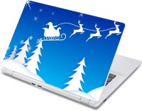 ezyPRNT Santa Claus in the sky with christmas tree (13 to 13.9 inch) Vinyl Laptop Decal 13   Laptop Accessories  (ezyPRNT)