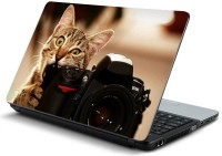 ezyPRNT Cat getting comfortable with Camera Gear Vinyl Laptop Decal 15.6   Laptop Accessories  (ezyPRNT)