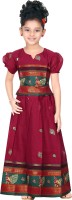Bhartiya Paridhan Girls Lehenga Choli Ethnic Wear Self Design Lehenga Choli(Red, Pack of 1)