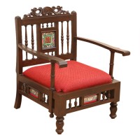 View ExclusiveLane Teak Wood Solid Wood Living Room Chair(Finish Color - Walnut Brown::Royal Red) Price Online(ExclusiveLane)