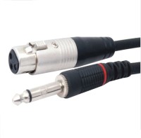 KROWN 3 Pin Mic Extension Female Xlr To 6.3mm P-38 Mono Male Cable 1.5 Mtr Cable(Black)