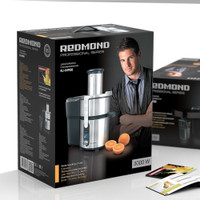 REDMOND Electric Juice Extractor | loading aperture 84mm, Low noise RJ-M908 1000 W Juicer (1 Jar, Metallic)