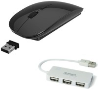 View ROQ High Speed 4 port USB Hub With Ultra Slim Wireless Optical Mouse(USB, Multicolor) Laptop Accessories Price Online(ROQ)