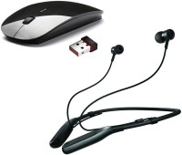 View ROQ Wireless Bluetooth Headset With Ultra Slim Wireless Optical Mouse(USB, Black,Black) Laptop Accessories Price Online(ROQ)