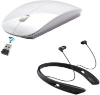 View FKU Wireless Bluetooth Headset With Ultra Slim Wireless Optical Mouse(Bluetooth, White) Laptop Accessories Price Online(FKU)