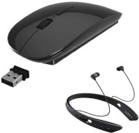 FKU Wireless Bluetooth Headset With Ultra Slim Wireless Optical Mouse(Bluetooth, Black)   Laptop Accessories  (FKU)