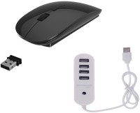 View ROQ High Speed Ultra Slim Mouse With 4 port 1 TB USB Hub Wireless Optical Mouse(USB, Black, White) Laptop Accessories Price Online(ROQ)