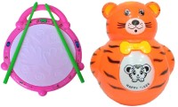 NEW PINCH Combo Of Musical Flash Drum & Baby Tumbler Music Animal Roly-Poly Toy(Multicolor)