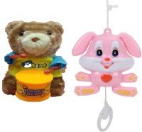 New Pinch Musical Animal Pull String Toy with Windup Teddy Bear Drummer(Multicolor)