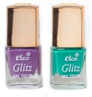 Elco Glitz Premium Nail Enamel-Pack of 2 Lilac Purple, Sea Green(12 ml) - Price 139 30 % Off  
