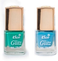 Elco Glitz Premium Nail Enamel-Pack of 2 Sea Green, Sky Blue(12 ml) - Price 139 30 % Off  