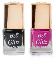 Elco Glitz Premium Nail Enamel-Pack of 2 Midnight Black, Magenta Matte(12 ml) - Price 139 30 % Off  