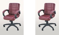 Adiko Leatherette Office Arm Chair(Brown, Set of 2)   Furniture  (Adiko)