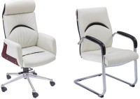 Mavi Leatherette Office Arm Chair(White, Set of 2)   Computer Storage  (Mavi)