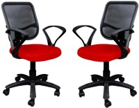 Adiko Fabric Office Arm Chair(Red, Set of 2)   Furniture  (Adiko)