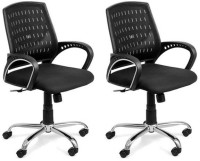 Adiko Fabric Office Arm Chair(Black, Set of 2)   Furniture  (Adiko)