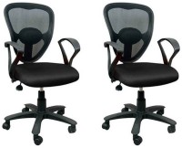Adiko Fabric Office Arm Chair(Black, Set of 2)   Furniture  (Adiko)
