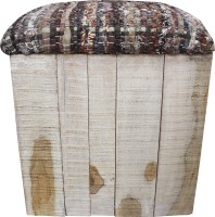 View InLiving Solid Wood Pouf(Finish Color - whitewash) Furniture (InLiving)