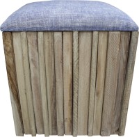 View InLiving Solid Wood Pouf(Finish Color - whitewash) Furniture (InLiving)