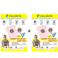 Colorite 120gsm Tshirt Fabrics Inkjet Unruled A4 120 gsm Transfer Paper(Set of 2, White)